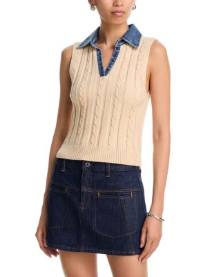 Monica Sleeveless Mixed Media Sweater