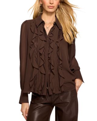 Claire Ruffle Front Silk Top 