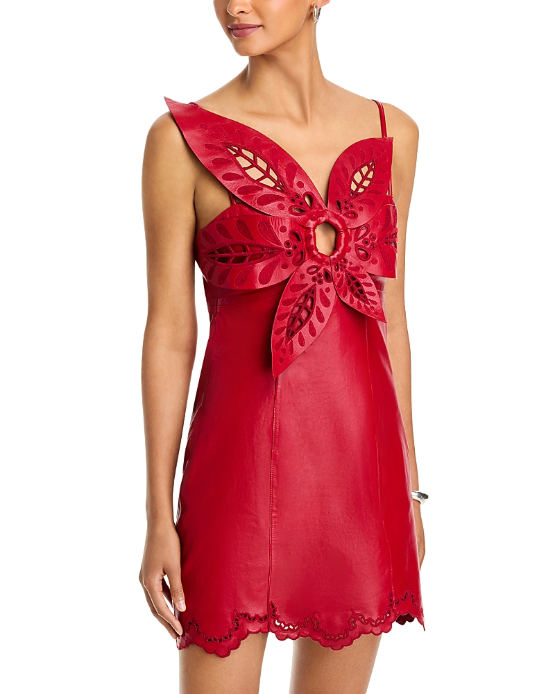 Farm Rio 3D Richilieu Flower Leather Mini Dress