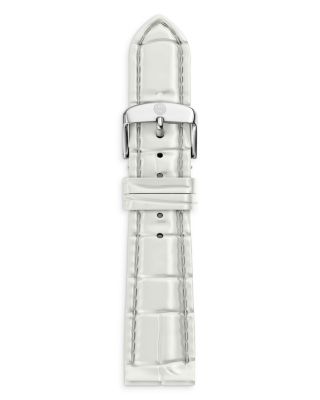 White Croco Embossed Leather Watch Strap, 18mm