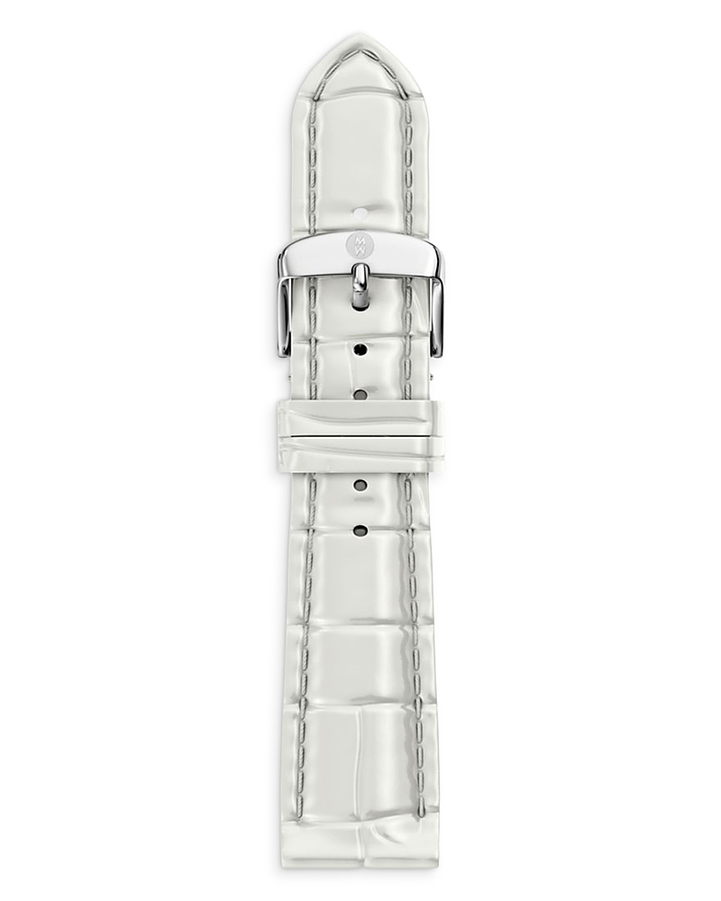 Michele White Croco Embossed Leather Watch Strap, 18mm
