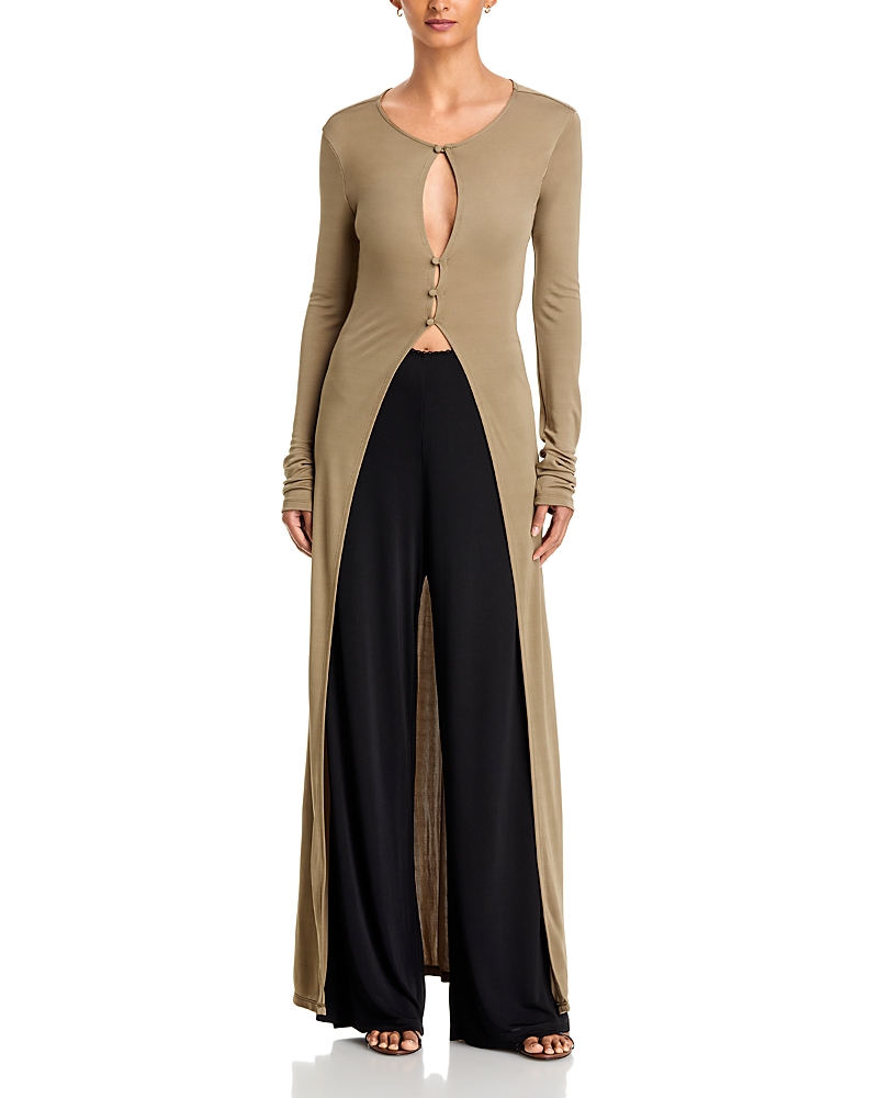 Paris Georgia Straight Line Cardigan Sweater In Olivewood