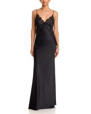 Lace Bodice Satin Slip Dress - Exclusive