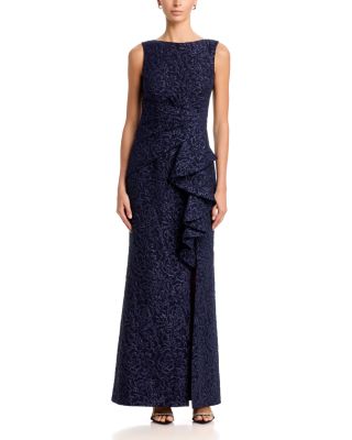 Ruffle Front Sleeveless Gown