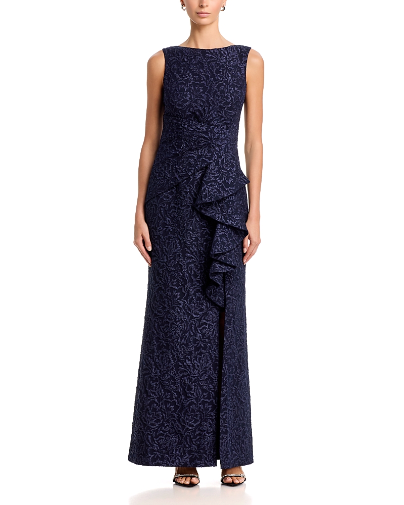Eliza J Ruffle Front Sleeveless Gown
