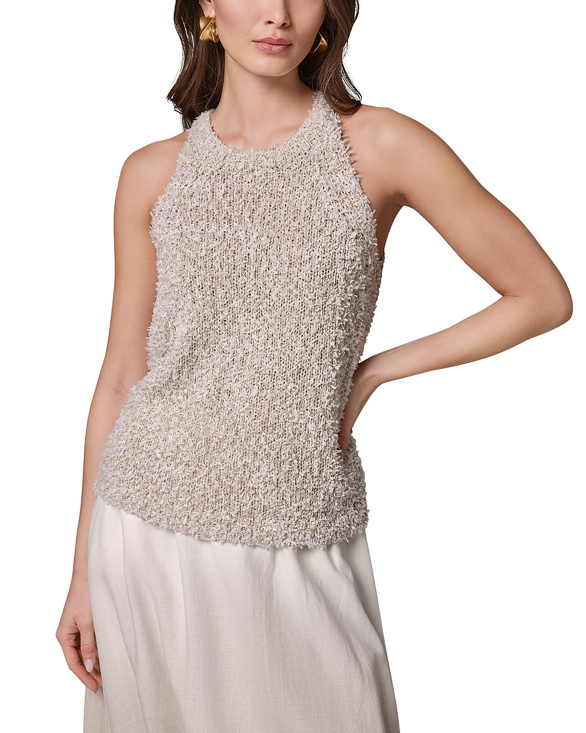 Donna Karan Paper Tape Halter Sweater Tank Top