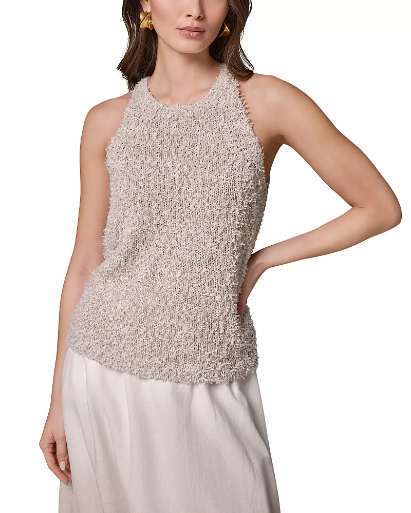Donna Karan Paper Tape Halter Sweater Tank Top