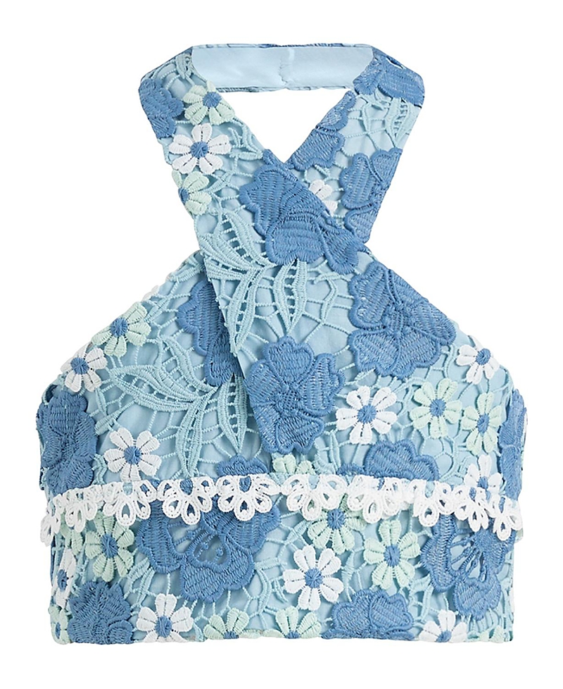 Marlo Kids Girls' Jade Embroidered Halter Neck Top - Little Kid, Big Kid