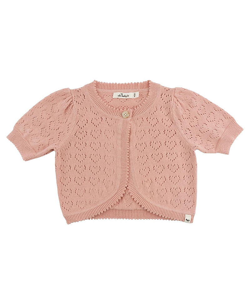 oh baby! Girls' Hearts Pointelle Juliet Cardigan - Baby, Little Kid