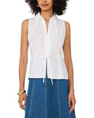 Collared Tie Front Sleeveless Top