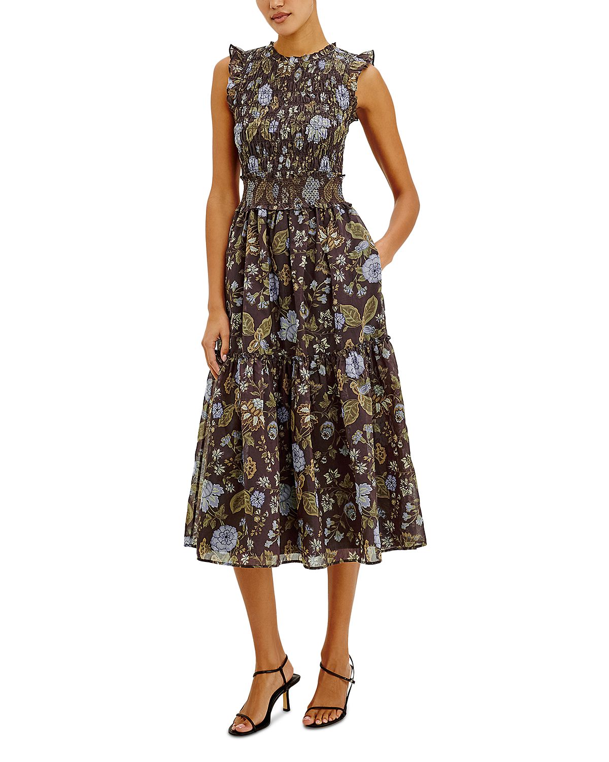 Rails Vivier Ruffle Smocked Midi Dress