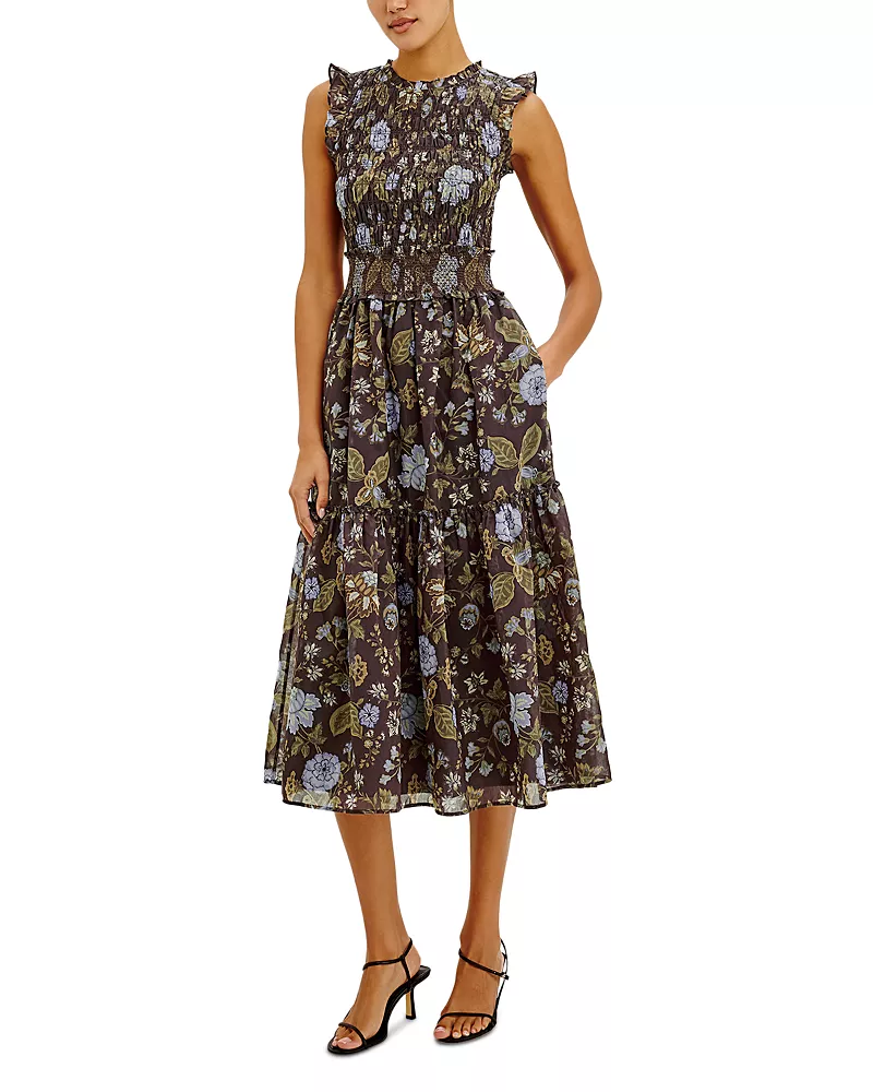 Rails Vivier Ruffle Smocked Midi Dress