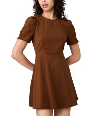Sonja Faux Suede Flare Mini Dress