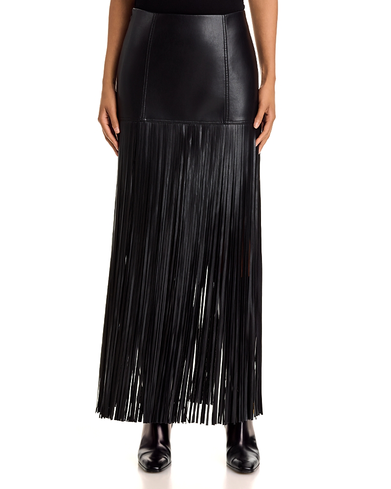 Toccin Soren Faux Leather Fringe Skirt