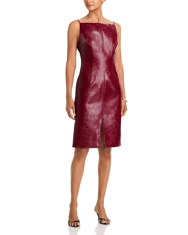Toccin Zivana Faux Leather Boat Neck Dress