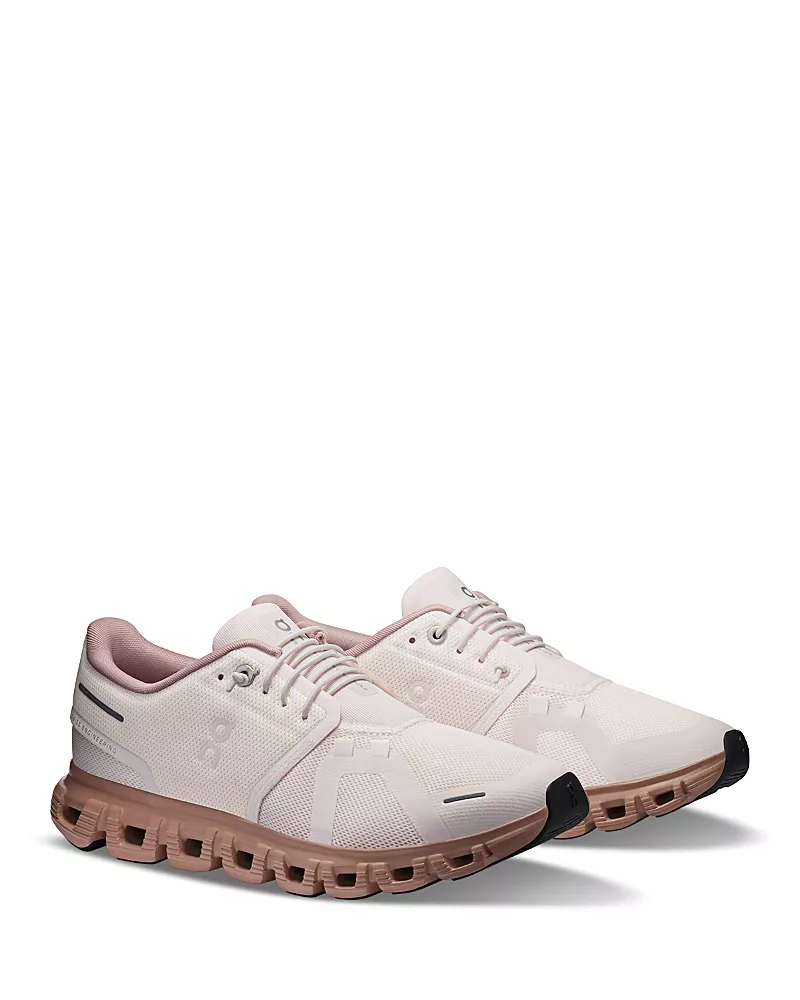 On Women's Cloud 6 Sneakers in Oyster/Biscuit