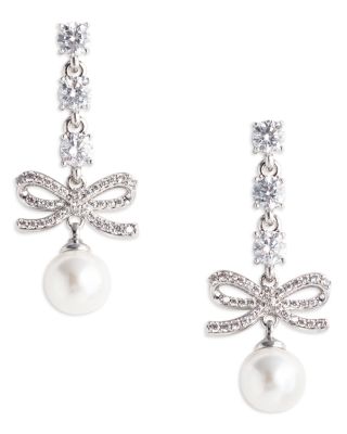 Bow Crystal Charm Earrings
