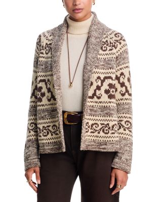 The Nordic Flower Lodge Cotton Blend Open Cardigan Sweater