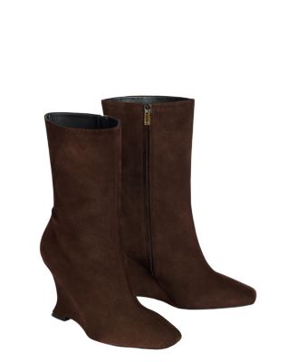 Balmain Women's Wedge Ankle Boots in Suede