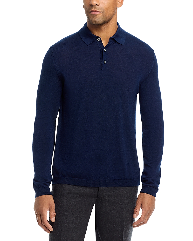 Jack Victor Wool & Silk Long Sleeve Knit Polo