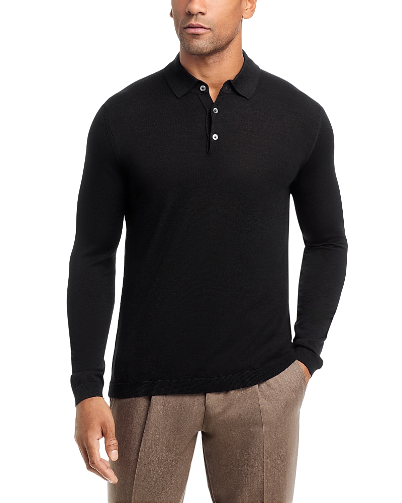 Jack Victor Wool & Silk Long Sleeve Knit Polo