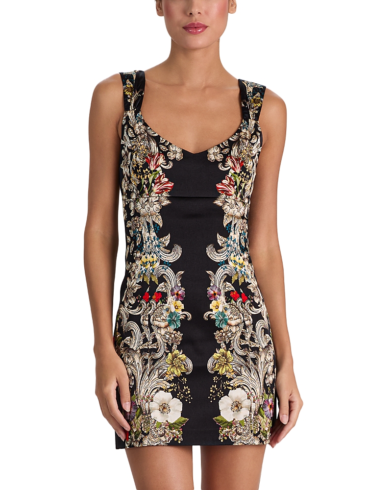 Alice and Olivia Renee V Neck Fitted Mini Dress