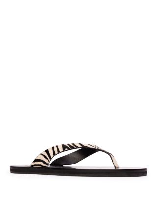 Women's Square Toe Calf Hair Flip Flops