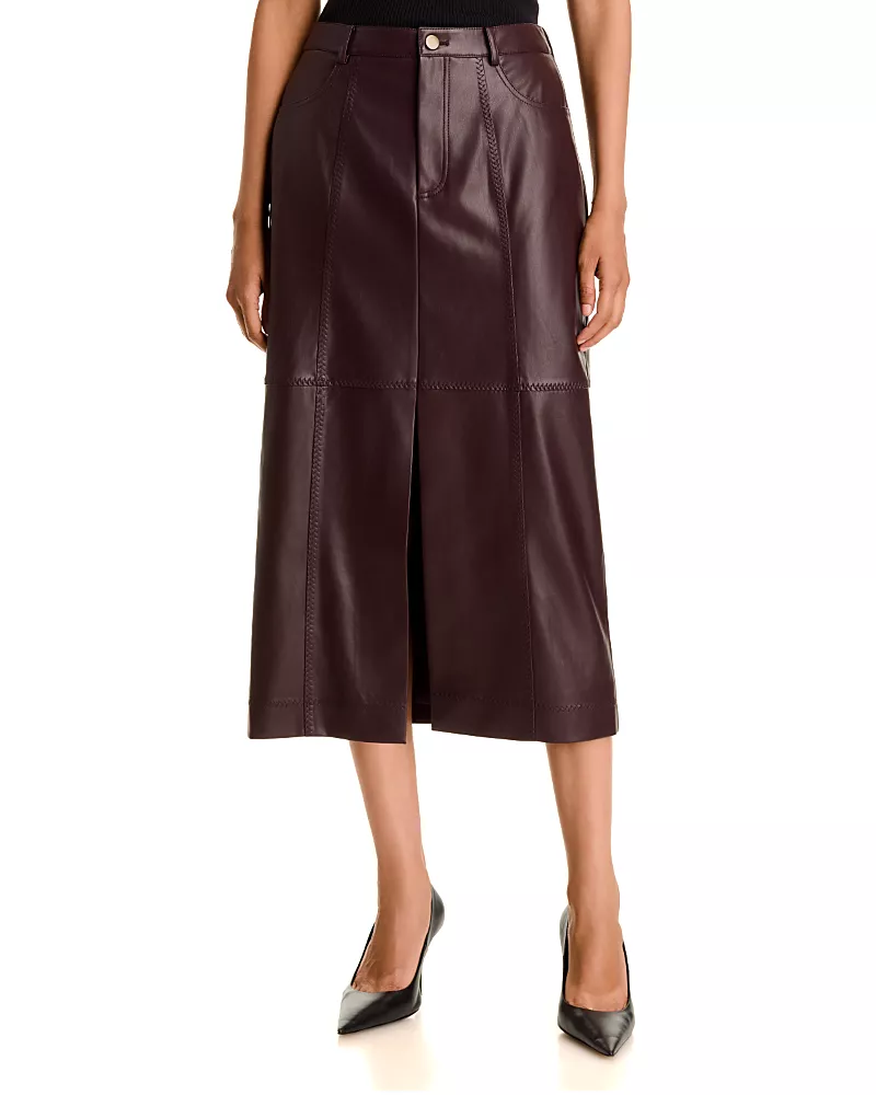 French Connection Madeline Faux Leather Midi Skirt