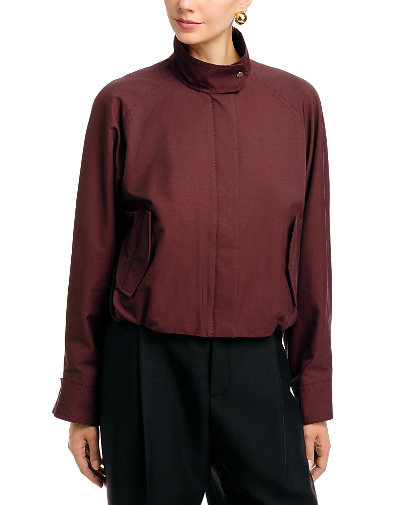 Vince Funnel Neck Zip Front Cotton-Blend Jacket