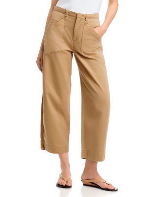 Washed Cotton Mid Rise Utility Pants