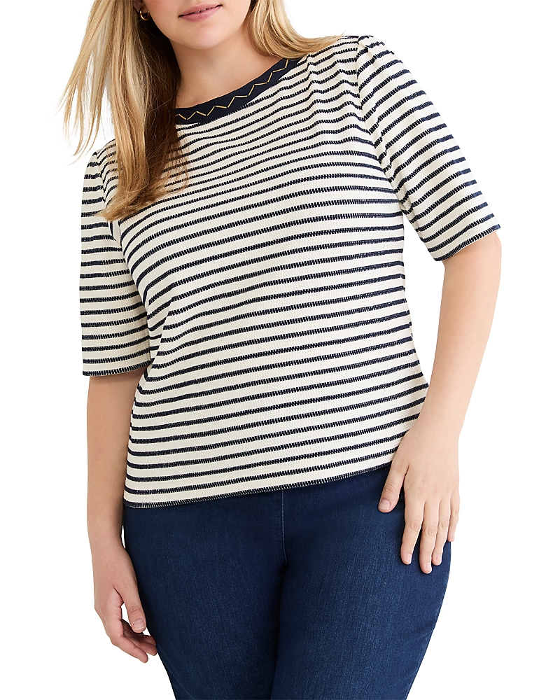 Nic+Zoe Plus Embroidered Boat Neck Top