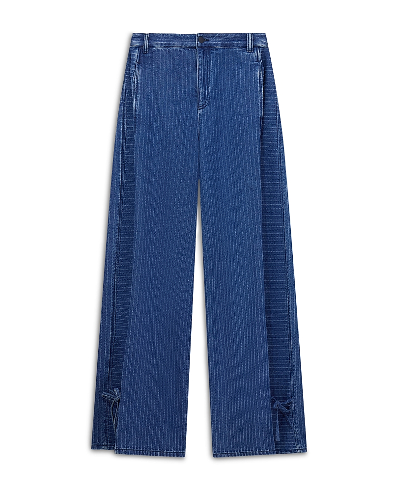 Emporio Armani Oversized Pinstriped Jeans in Medium Blue Denim