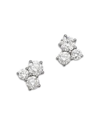 Bloomingdale's Fine Collection Luxe Collection Certified Lab Grown Diamond 3 Stone Cluster Stud Earrings in 14K Gold, 1.0 tcw