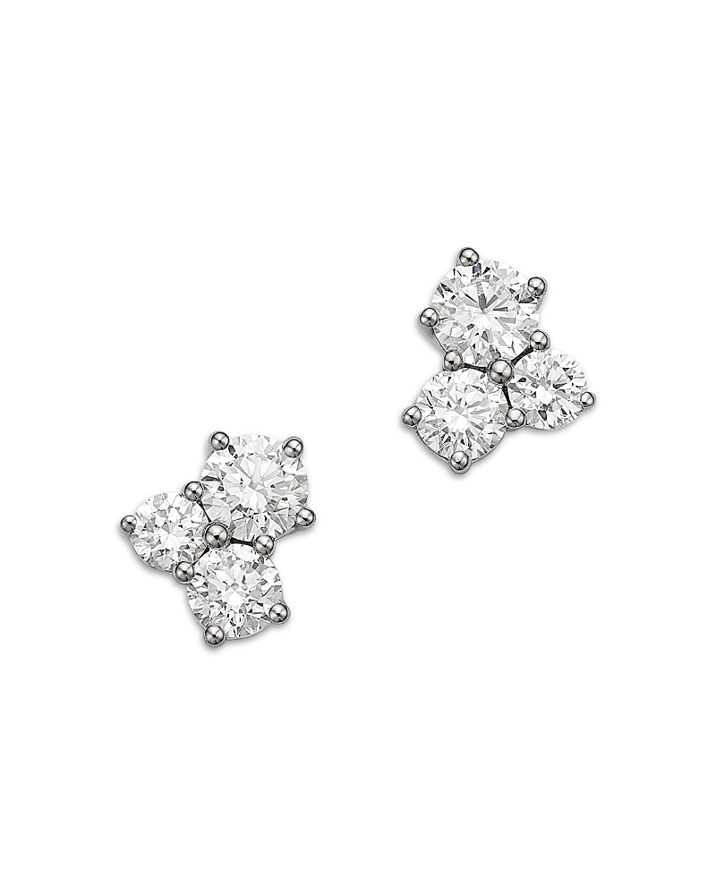Bloomingdale's Fine Collection Luxe Collection Certified Lab Grown Diamond 3 Stone Cluster Stud Earrings in 14K Gold, 1.0 tcw