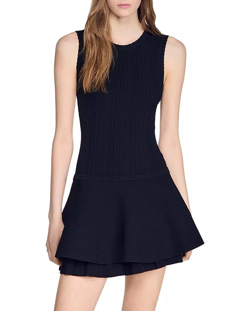 Sandro Tamara Ruffled Short Knit Dress
