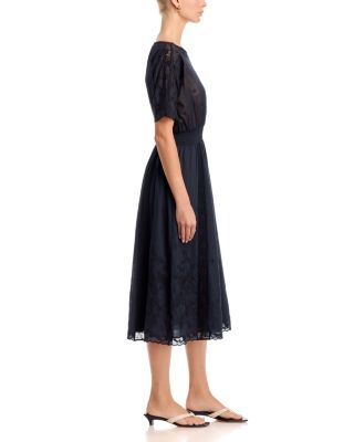 johnny was midi dress Maya Mesh Dreamer Blue Bamboo knit stretch fabrication Buy Johnny Was Tulus Mesh