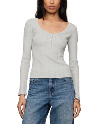 Audri Scalloped Long Sleeve Top