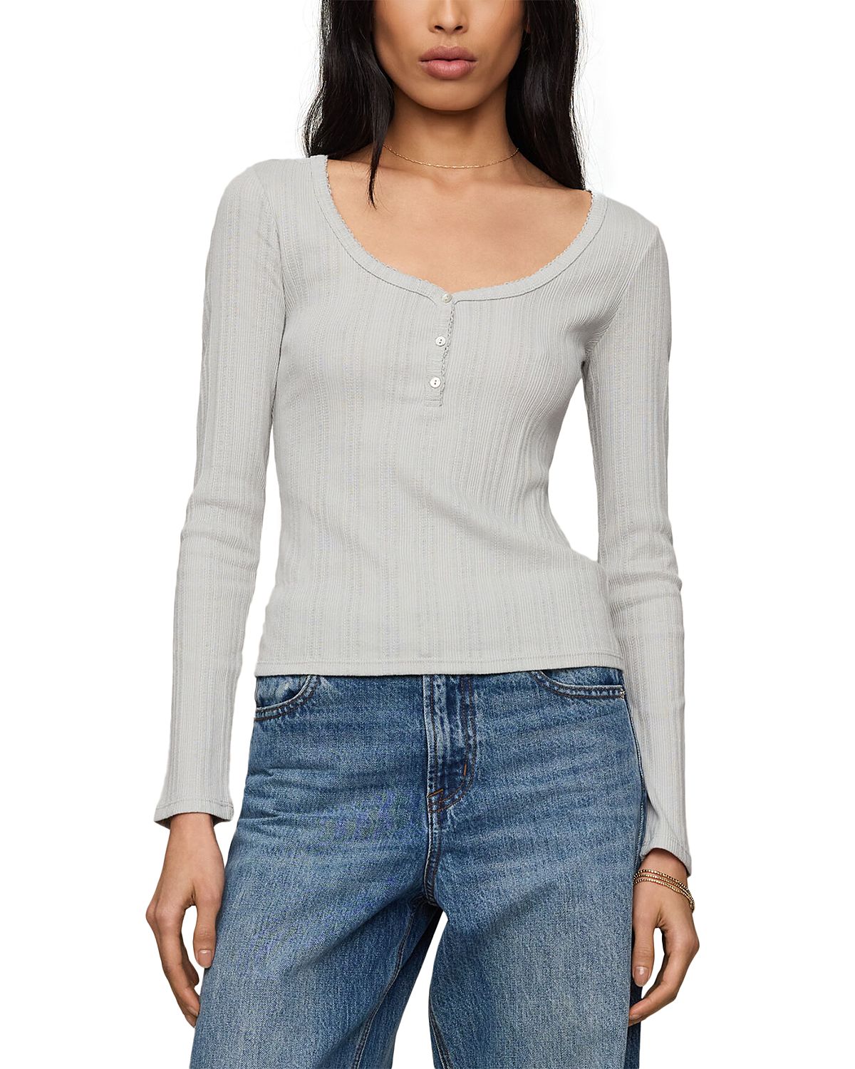 Z Supply Audri Scalloped Long Sleeve Top