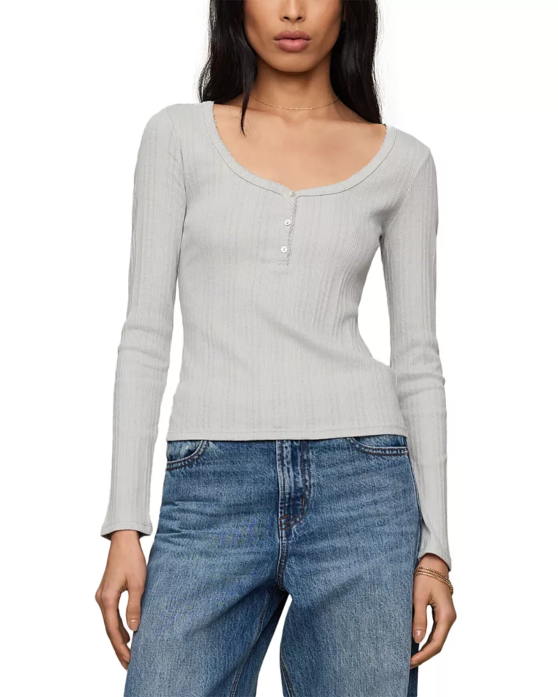 Z Supply Audri Scalloped Long Sleeve Top
