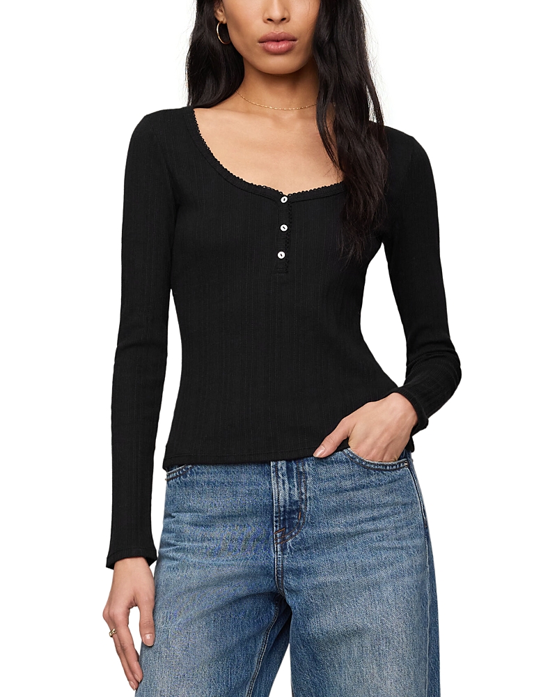 Z Supply Audri Scalloped Long Sleeve Top
