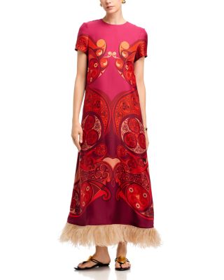 Place&eacute; Swing Dress with Ostrich Feather Trim