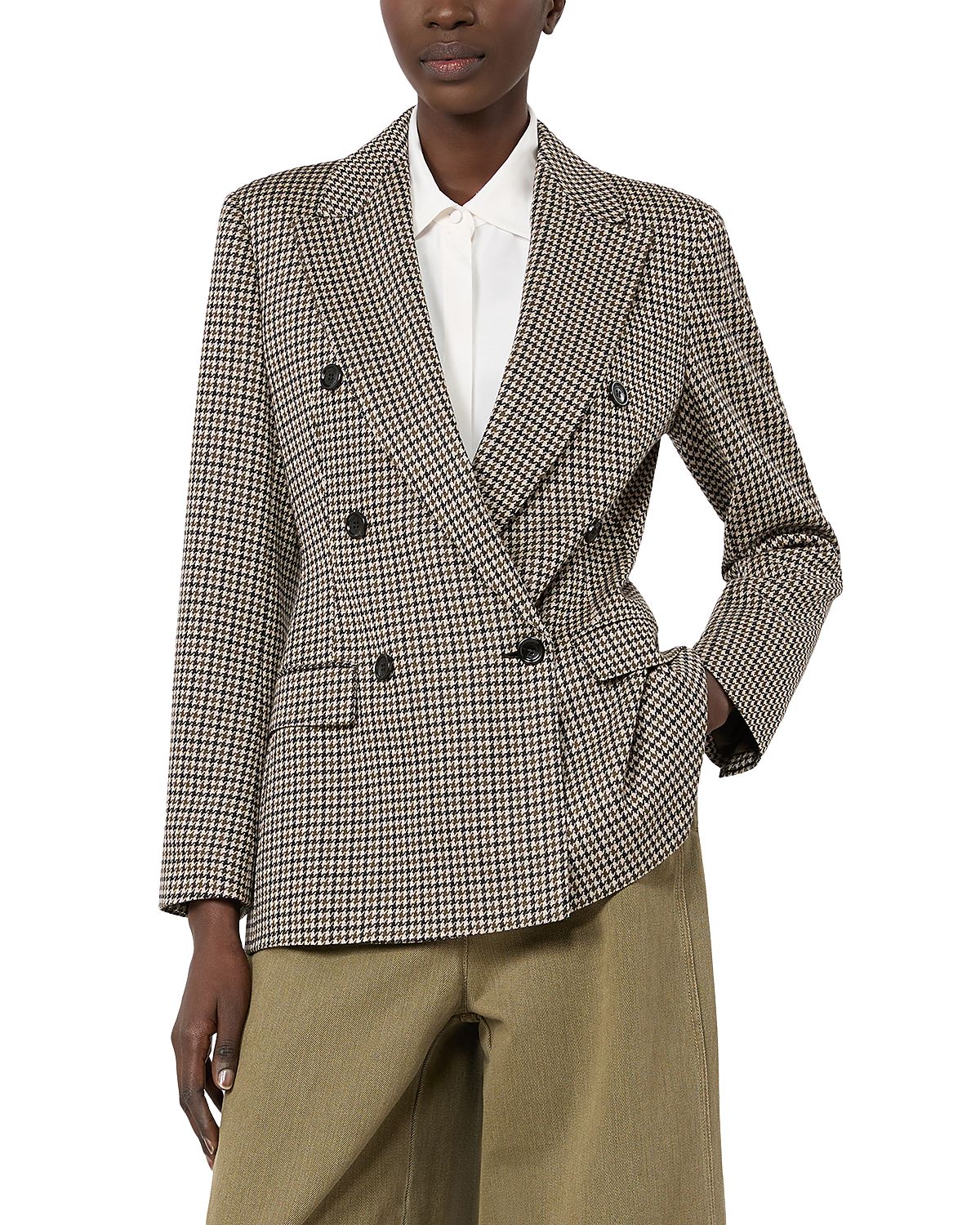 Max Mara Mxmeccelso Double Breasted Houndstooth Blazer