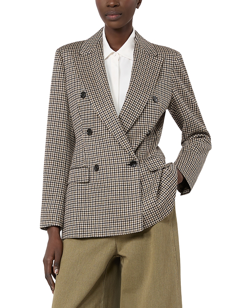 Max Mara Mxmeccelso Double Breasted Houndstooth Blazer