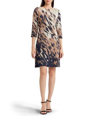 A-Line Abstract Animal Print Soft Knit Dress