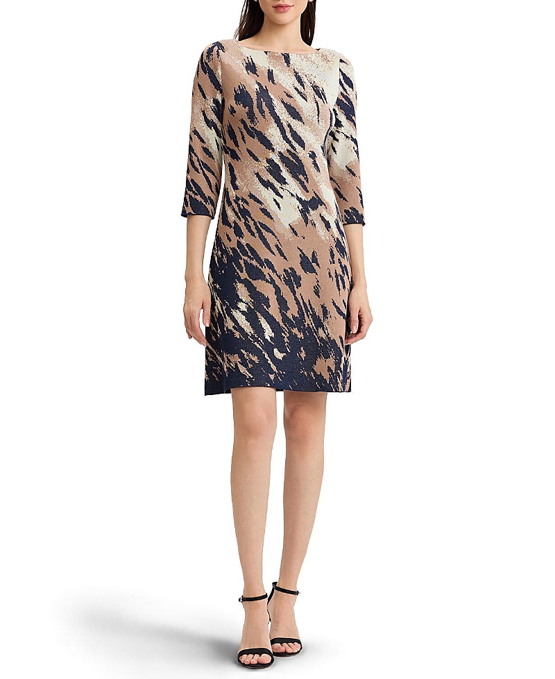 Ming Wang A-Line Abstract Animal Print Soft Knit Dress