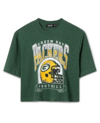  Women's NFL Green Bay Packers Helmet Mock Neck Crop Tee