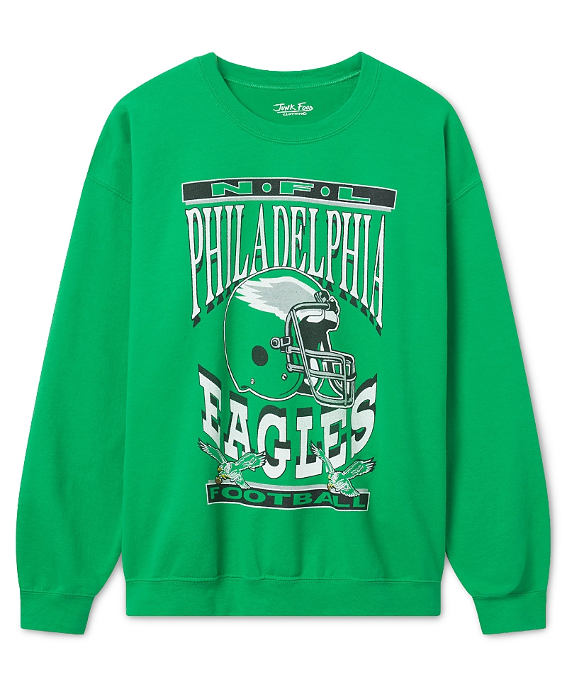 Junk Food Clothing Unisex Philadelphia Eagles Helmet Flea Market Crew Fleece Sweatshirt