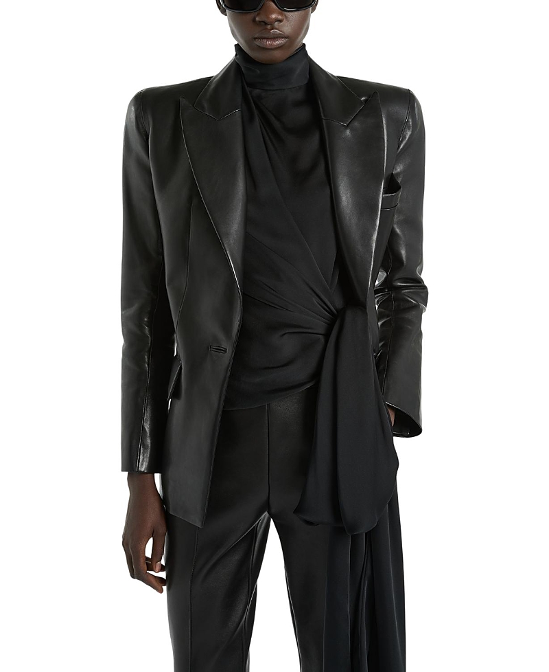 Balmain Structured-Shoulder Lambskin Jacket