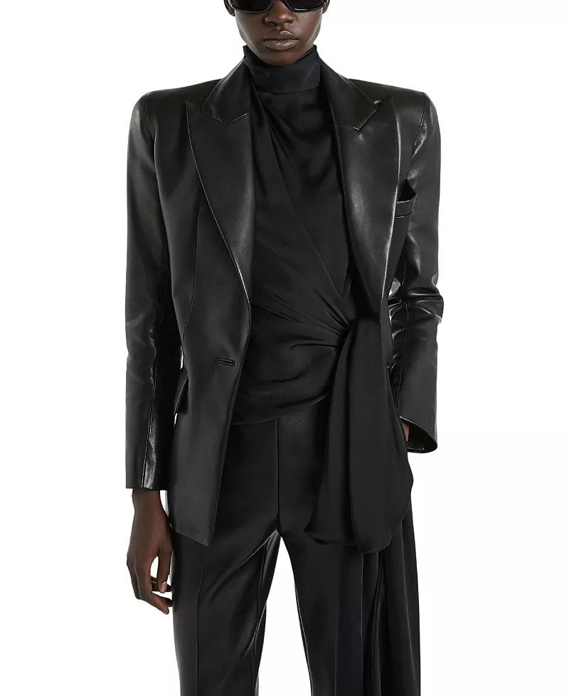 Balmain Structured-Shoulder Lambskin Jacket