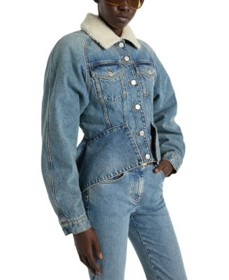  Faded Denim Peplum Jacket